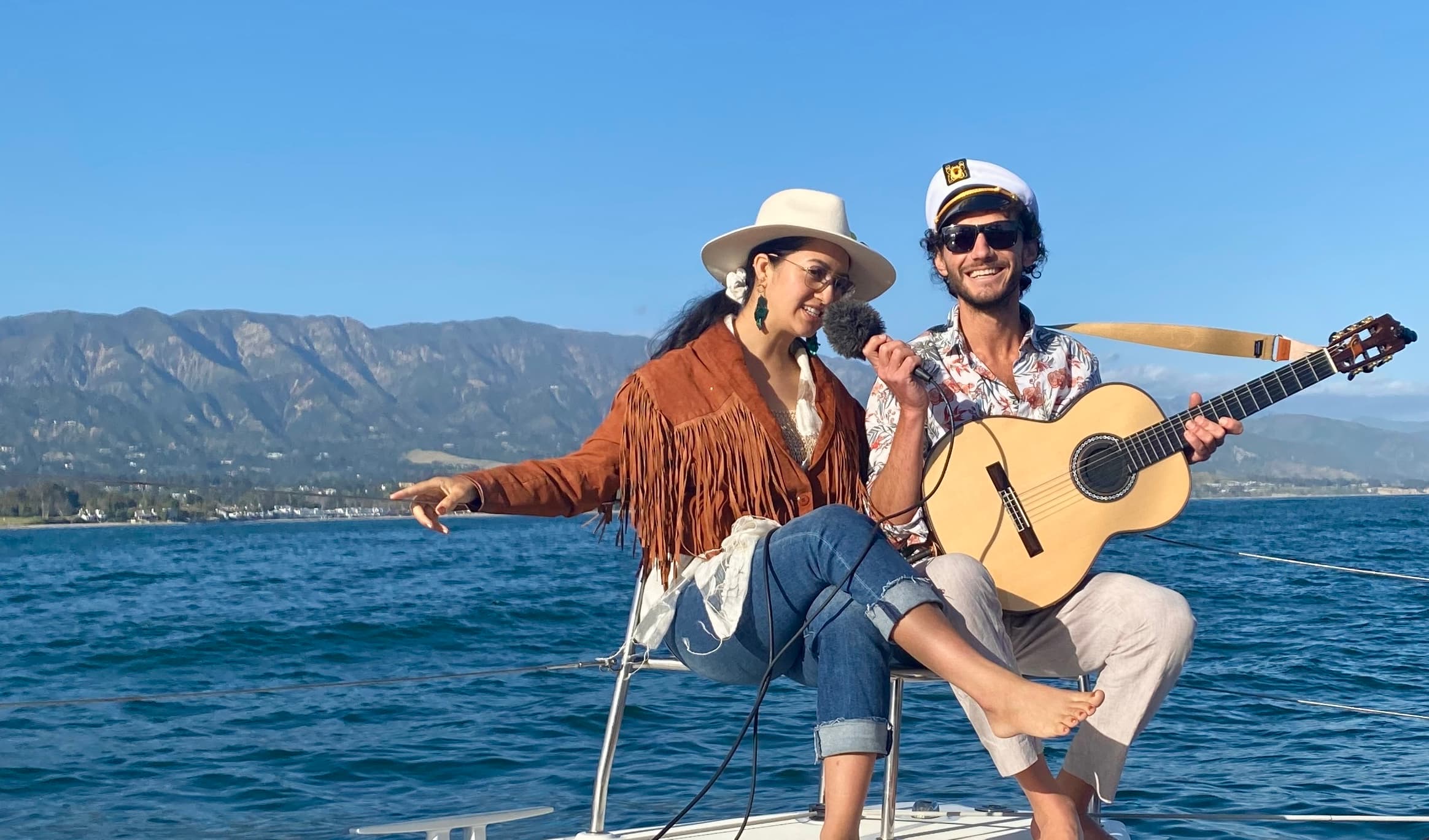 An interview and acoustic performance aboard a sailboat